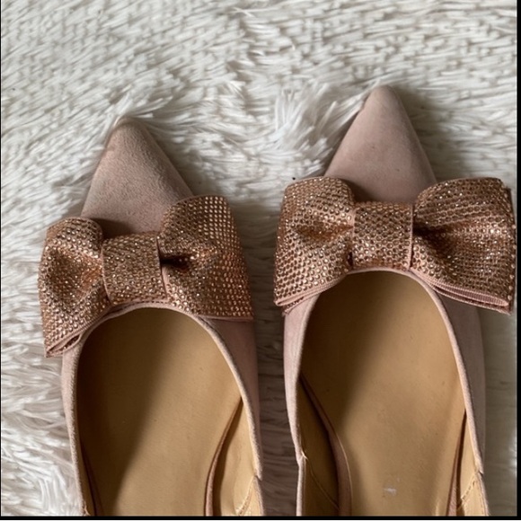 New women Sz 9 kitten heel bow statement d'orsay opal blush sophisticated shoes - Picture 5 of 8